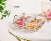 اردوخوری شیشه ای ۲ خانه مستطیل لیمون