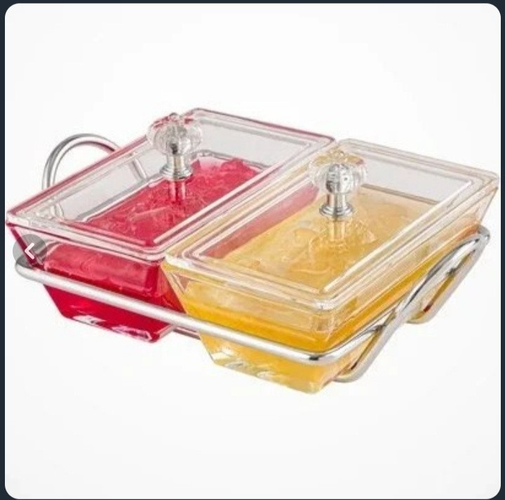 اردوخوری شیشه ای ۲ خانه مستطیل لیمون