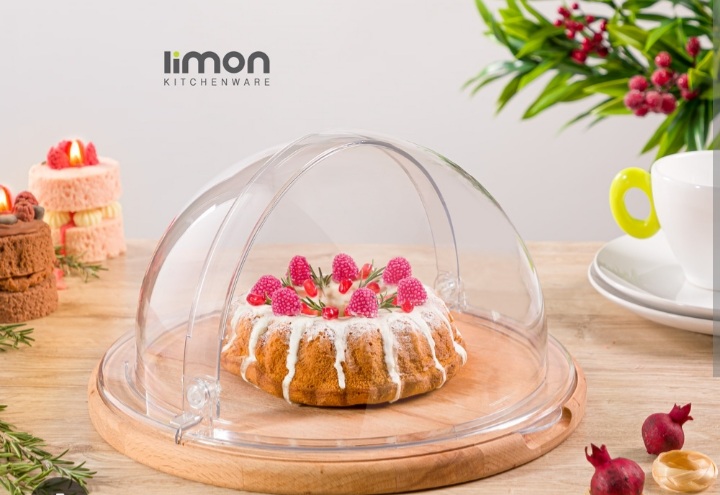 کیک خوری و شیرینی خوری پایه چوبی بزرگ لیمون