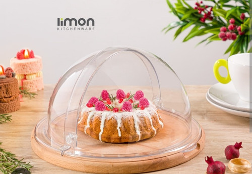 کیک خوری و شیرینی خوری پایه چوبی بزرگ لیمون