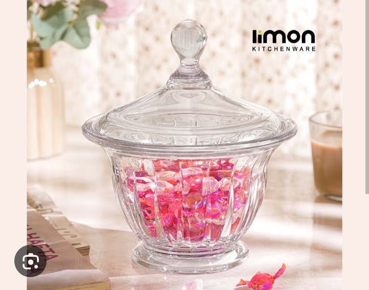 شکلات خوری گرد شیشه ای لیمون