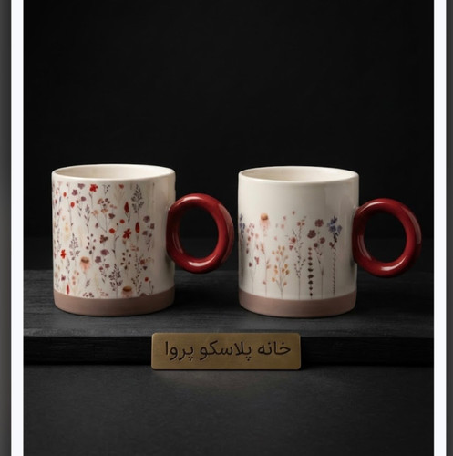 لیوان سرامیکی گلدار ترک