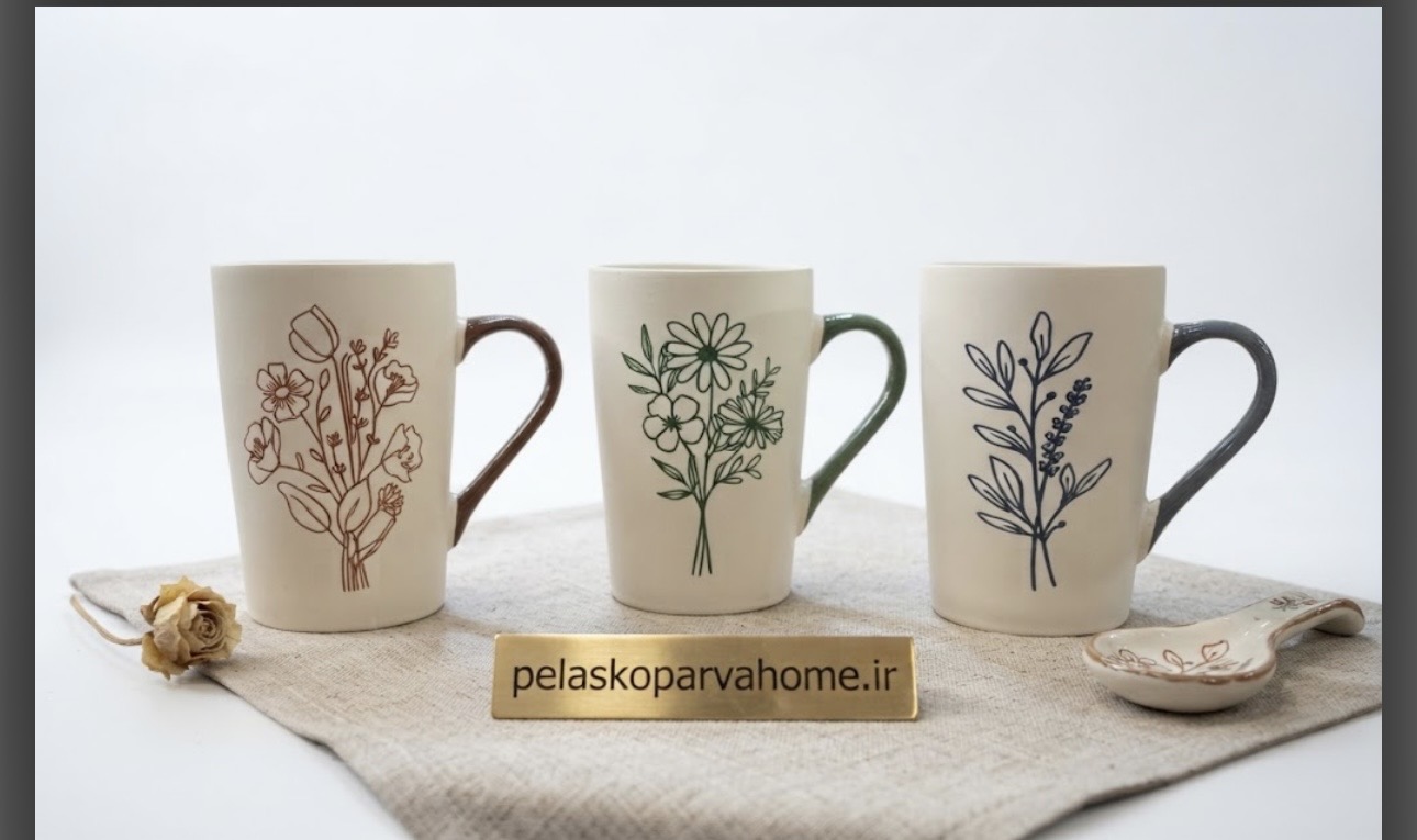 لیوان سرامیک طرح گل رنگی ترک