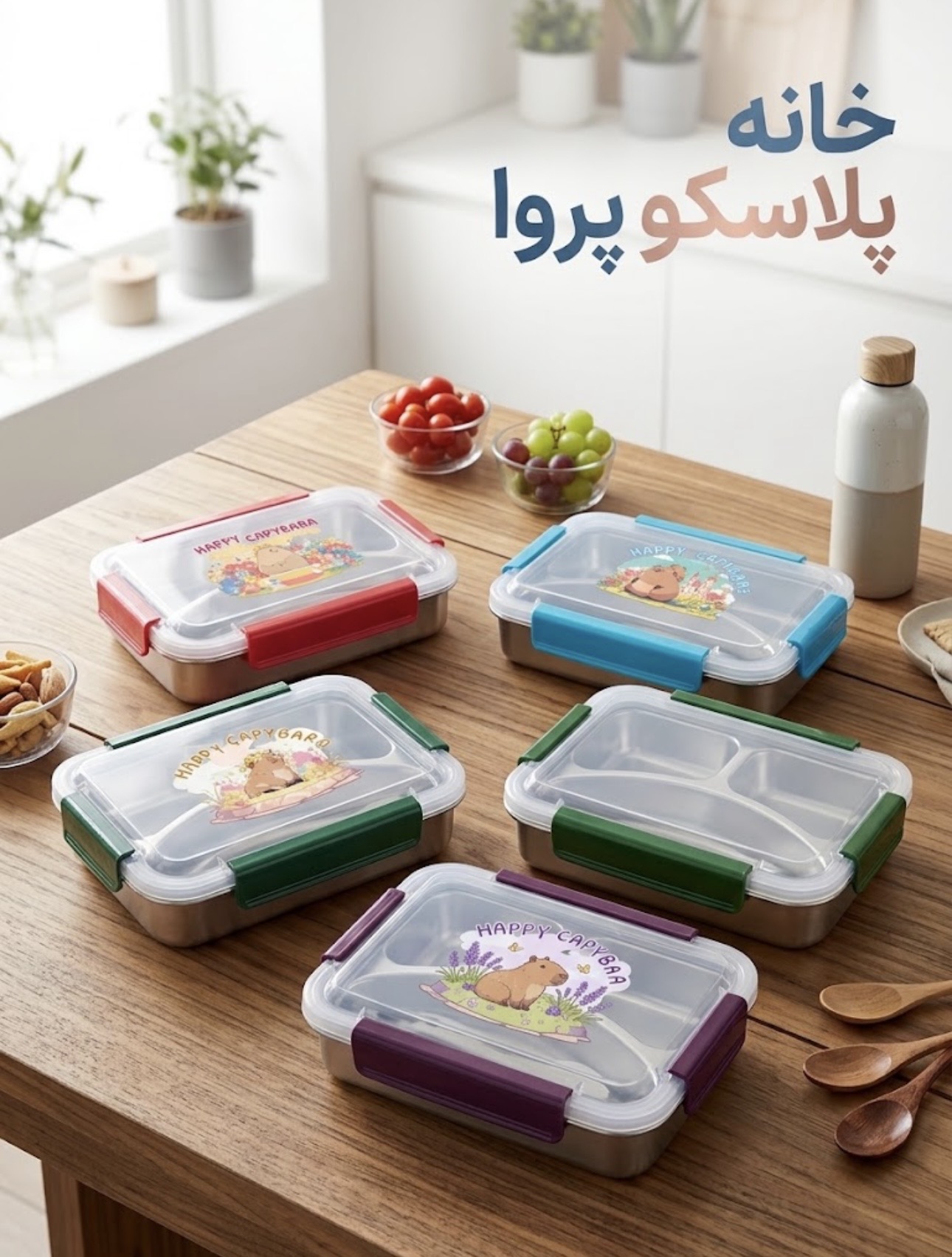 ظرف غذا استیل ۳ خانه بچگانه